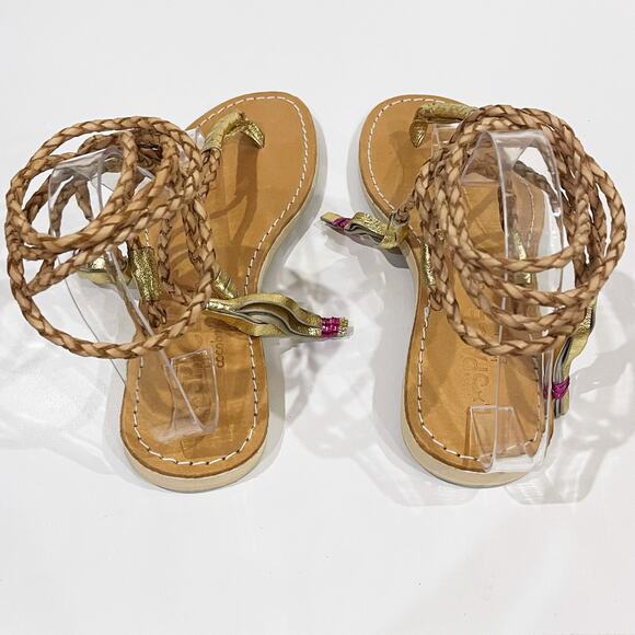 Cocobelle L*Space 40 9 Gili Ankle Wrap Braid Sandals Sand Gladiator - Picture 7 of 11